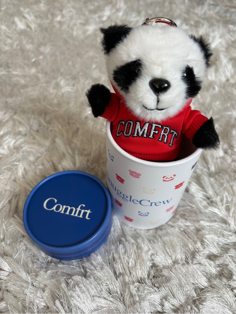 Comfrt Panda Bear Color Keychain plush- RED, NWT